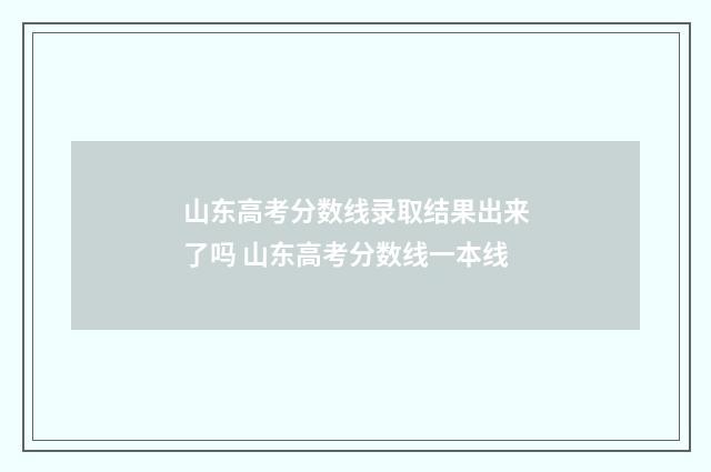 山东高考分数线录取结果出来了吗 山东高考分数线一本线