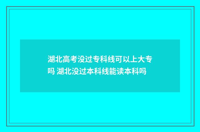 湖北高考没过专科线可以上大专吗 湖北没过本科线能读本科吗