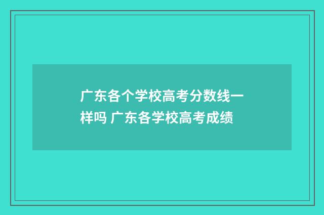 广东各个学校高考分数线一样吗 广东各学校高考成绩