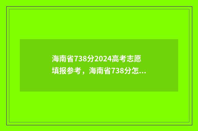 海南省738分2024高考志愿填报参考，海南省738分怎么报志愿？ 海南高考723分能上哪个学校
