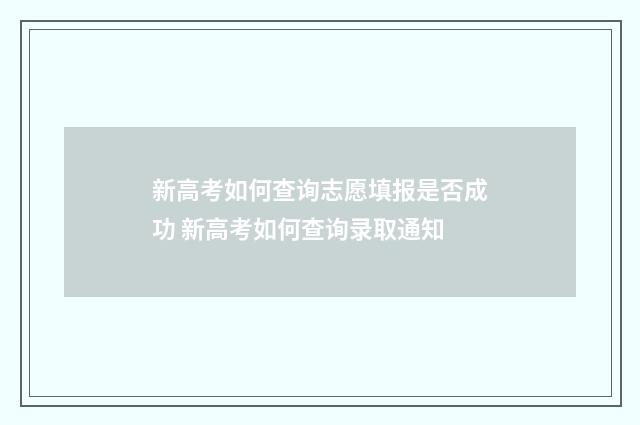 新高考如何查询志愿填报是否成功 新高考如何查询录取通知
