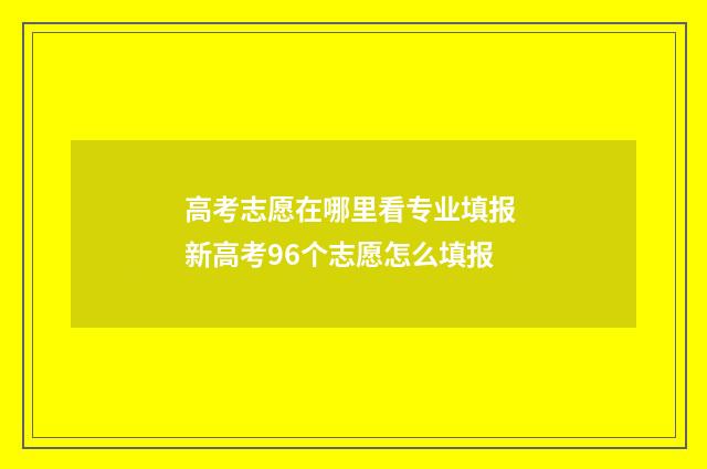 高考志愿在哪里看专业填报 新高考96个志愿怎么填报