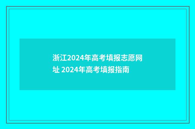 浙江2024年高考填报志愿网址 2024年高考填报指南