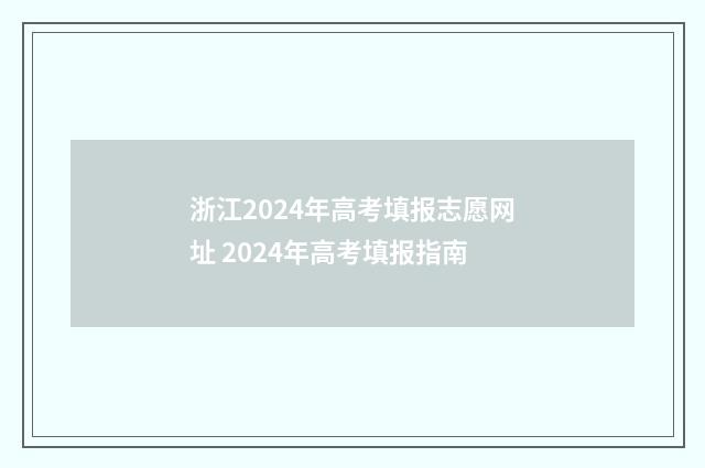 浙江2024年高考填报志愿网址 2024年高考填报指南