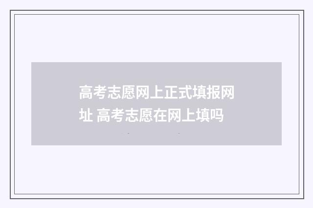 高考志愿网上正式填报网址 高考志愿在网上填吗