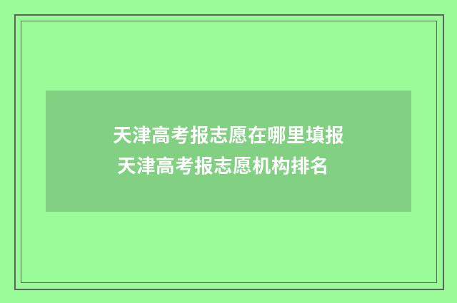 天津高考报志愿在哪里填报 天津高考报志愿机构排名