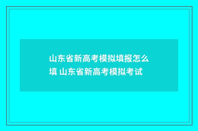 山东省新高考模拟填报怎么填 山东省新高考模拟考试