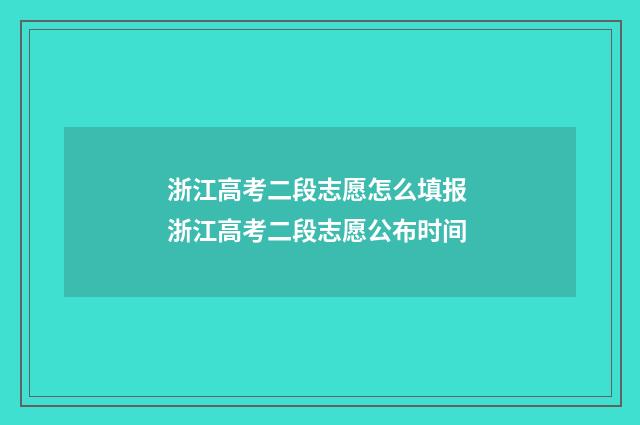 浙江高考二段志愿怎么填报 浙江高考二段志愿公布时间