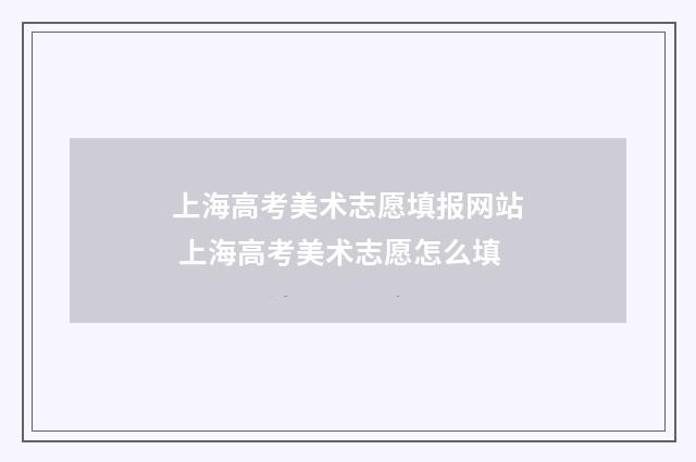 上海高考美术志愿填报网站 上海高考美术志愿怎么填