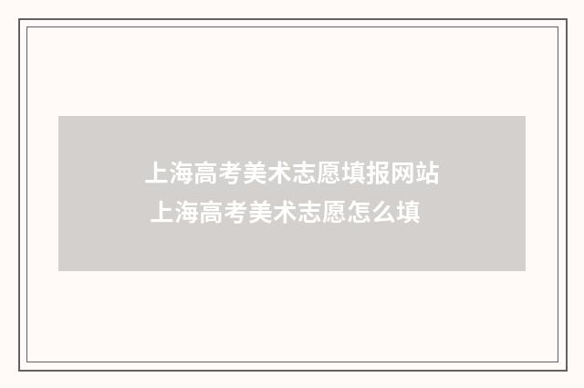 上海高考美术志愿填报网站 上海高考美术志愿怎么填