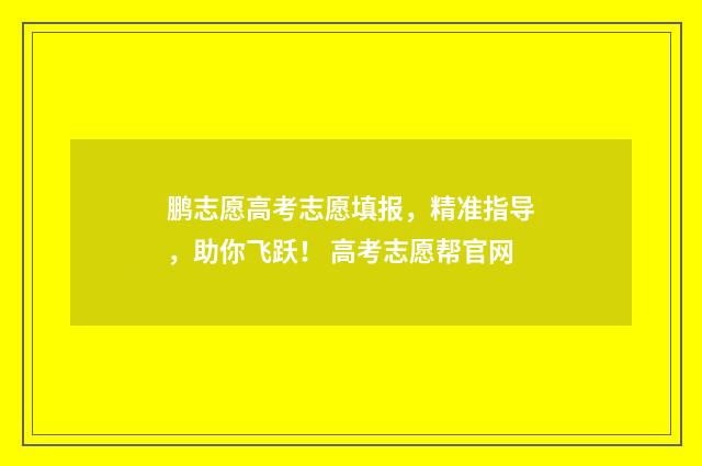 鹏志愿高考志愿填报，精准指导，助你飞跃！ 高考志愿帮官网