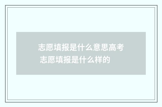 志愿填报是什么意思高考 志愿填报是什么样的