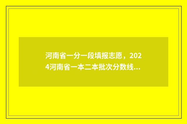 河南省一分一段填报志愿，2024河南省一本二本批次分数线 河南省一分一段表查询