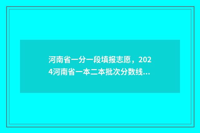 河南省一分一段填报志愿，2024河南省一本二本批次分数线 河南省一分一段表查询