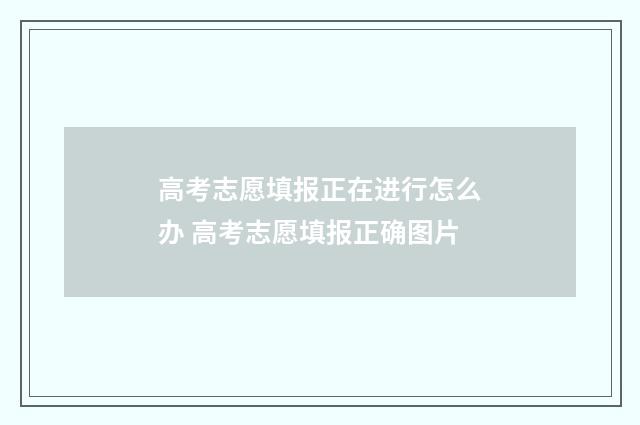 高考志愿填报正在进行怎么办 高考志愿填报正确图片