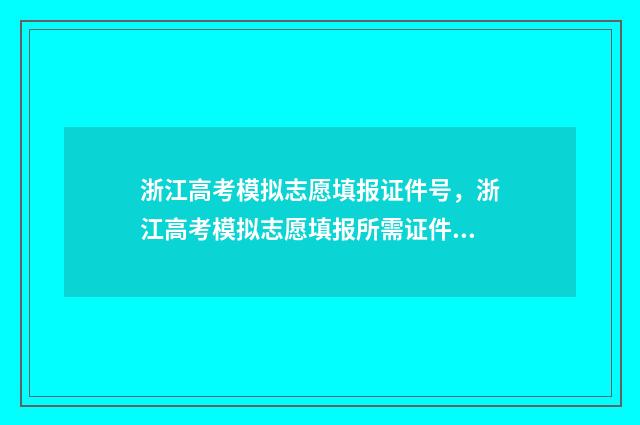 浙江高考模拟志愿填报证件号，浙江高考模拟志愿填报所需证件及填写指南 浙江高考模拟志愿