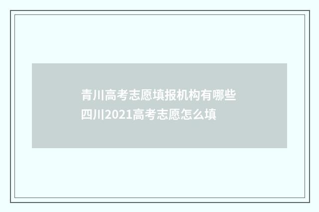 青川高考志愿填报机构有哪些 四川2021高考志愿怎么填