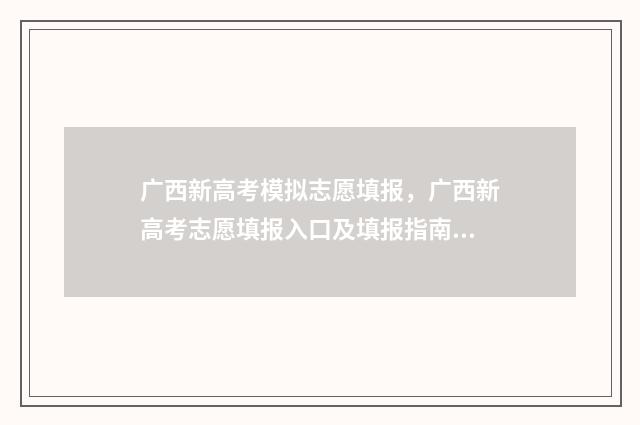 广西新高考模拟志愿填报，广西新高考志愿填报入口及填报指南 广西新高考模拟志愿填报