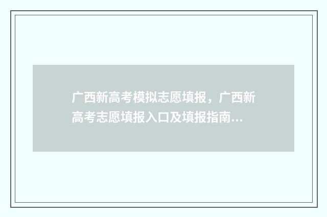 广西新高考模拟志愿填报，广西新高考志愿填报入口及填报指南 广西新高考模拟志愿填报