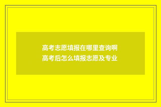 高考志愿填报在哪里查询啊 高考后怎么填报志愿及专业