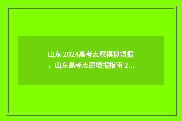 山东 2024高考志愿模拟填报，山东高考志愿填报指南 2024 山东2024高考志愿模拟填报