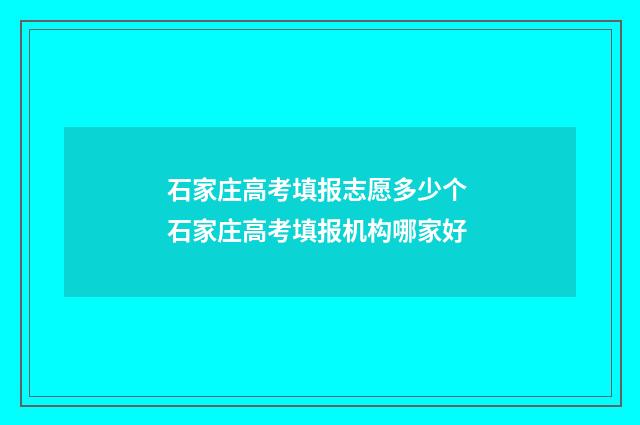 石家庄高考填报志愿多少个 石家庄高考填报机构哪家好