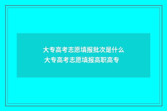 大专高考志愿填报批次是什么 大专高考志愿填报高职高专