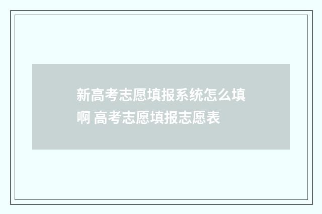 新高考志愿填报系统怎么填啊 高考志愿填报志愿表