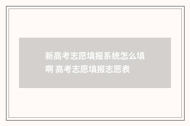 新高考志愿填报系统怎么填啊 高考志愿填报志愿表