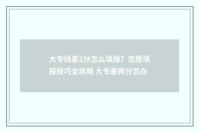 大专线差2分怎么填报？志愿填报技巧全攻略 大专差两分怎办