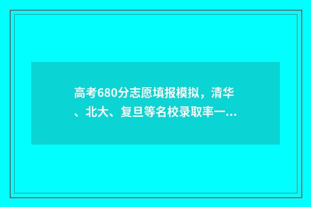 高考680分志愿填报模拟，清华、北大、复旦等名校录取率一览 高考680分意味着什么