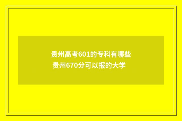 贵州高考601的专科有哪些 贵州670分可以报的大学