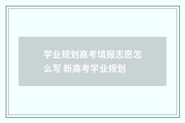 学业规划高考填报志愿怎么写 新高考学业规划