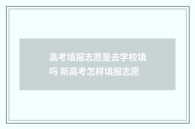 高考填报志愿是去学校填吗 新高考怎样填报志愿