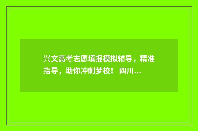 兴文高考志愿填报模拟辅导，精准指导，助你冲刺梦校！ 四川省兴文县招生办