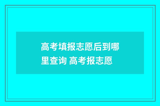高考填报志愿后到哪里查询 高考报志愿