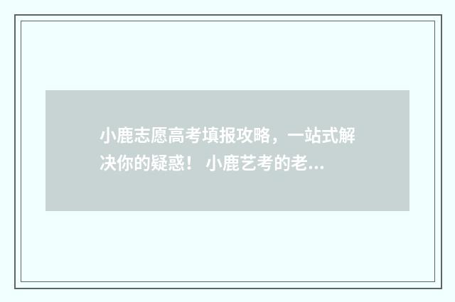 小鹿志愿高考填报攻略，一站式解决你的疑惑！ 小鹿艺考的老师