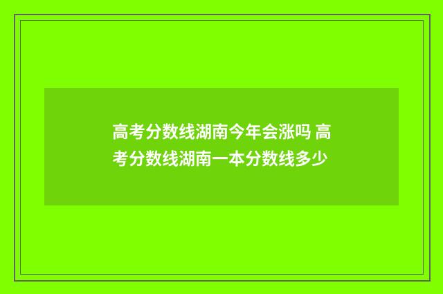 高考分数线湖南今年会涨吗 高考分数线湖南一本分数线多少