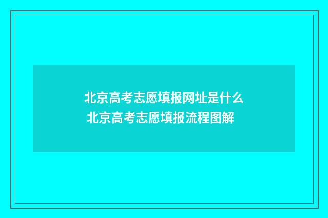 北京高考志愿填报网址是什么 北京高考志愿填报流程图解
