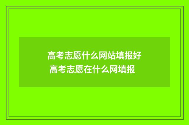 高考志愿什么网站填报好 高考志愿在什么网填报