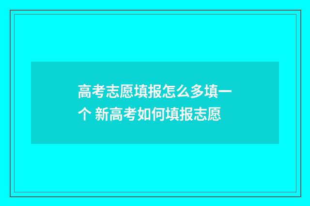 高考志愿填报怎么多填一个 新高考如何填报志愿
