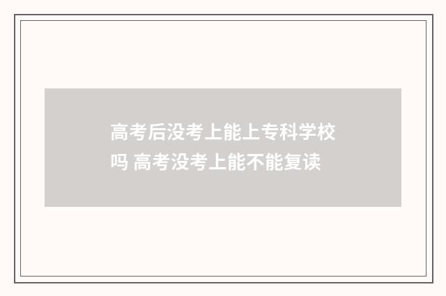 高考后没考上能上专科学校吗 高考没考上能不能复读