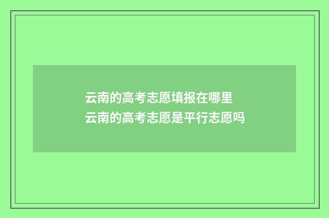云南的高考志愿填报在哪里 云南的高考志愿是平行志愿吗