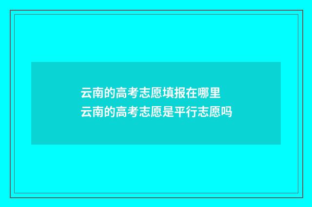 云南的高考志愿填报在哪里 云南的高考志愿是平行志愿吗