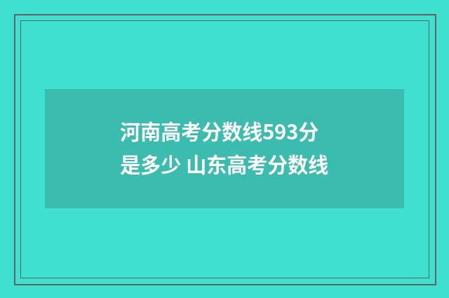 河南高考分数线593分是多少 山东高考分数线