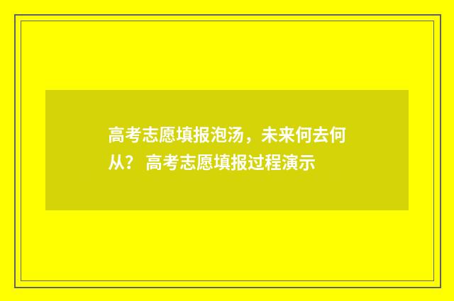 高考志愿填报泡汤，未来何去何从？ 高考志愿填报过程演示