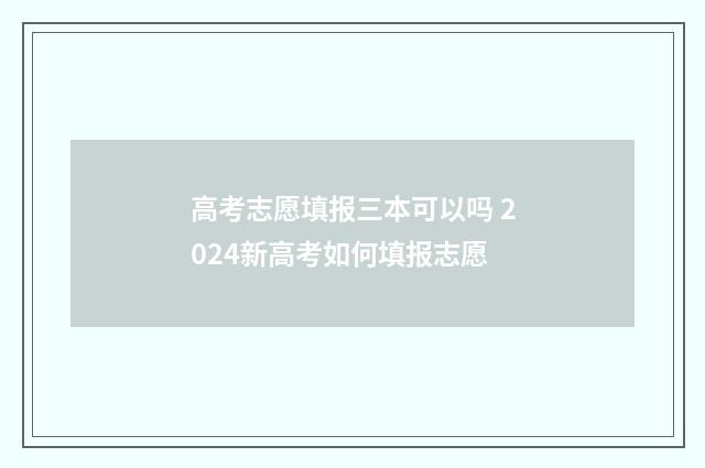 高考志愿填报三本可以吗 2024新高考如何填报志愿