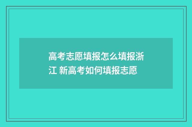 高考志愿填报怎么填报浙江 新高考如何填报志愿