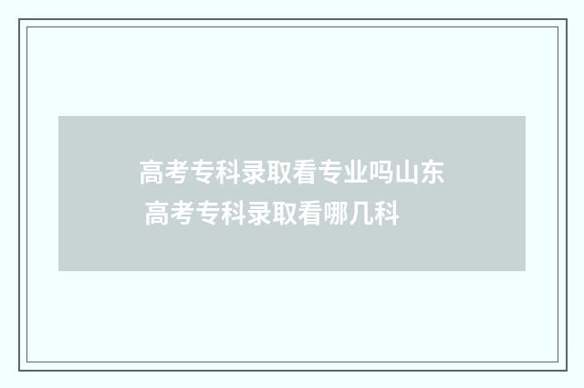 高考专科录取看专业吗山东 高考专科录取看哪几科
