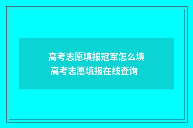 高考志愿填报冠军怎么填 高考志愿填报在线查询